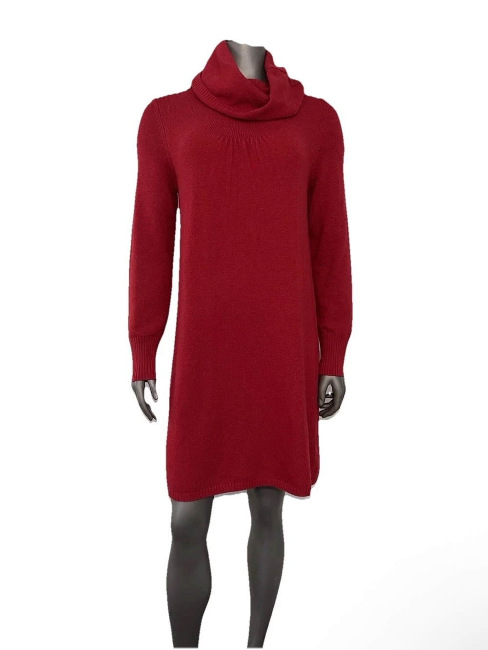 Banana Republic Dress Women’s L Red Sweater Luxury Cashmere Wool Blend Cowl Neck - Picture 2 of 10
